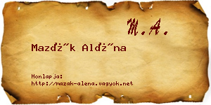 Mazák Aléna névjegykártya